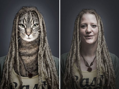 Люди со своими кошками в проекте Себастьяна Маньяни (12 фото)