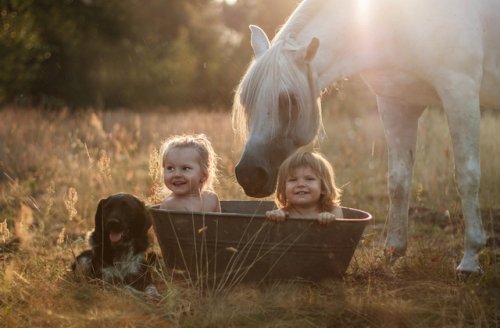 Дети и животные в очаровательных снимках (35 фото)