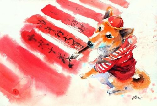 Китайский художник показывает жизнь собак в своих акварельных рисунках (27 фото)