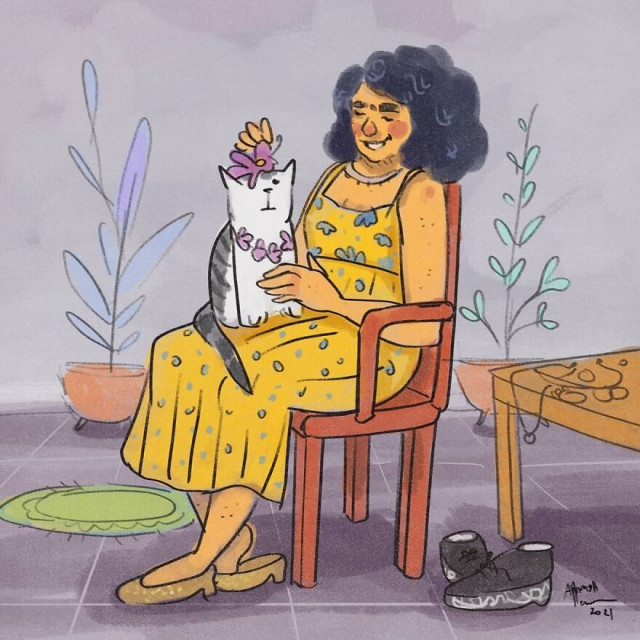 Карантинная жизнь с кошкой в иллюстрациях индийской художницы Аннады Менон (14 фото) Аннада, своими, возможен, очередной, строгий, локдаун, Индии, многих, иллюстрации, станут, актуальными, занимается, новыми, ситуации, хобби, работает, отдыхает, самое, главное, ежедневно