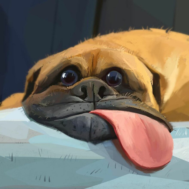 Художник делает карикатуры на собак  Собаки