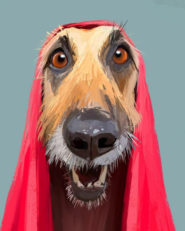 Художник делает карикатуры на собак  Собаки